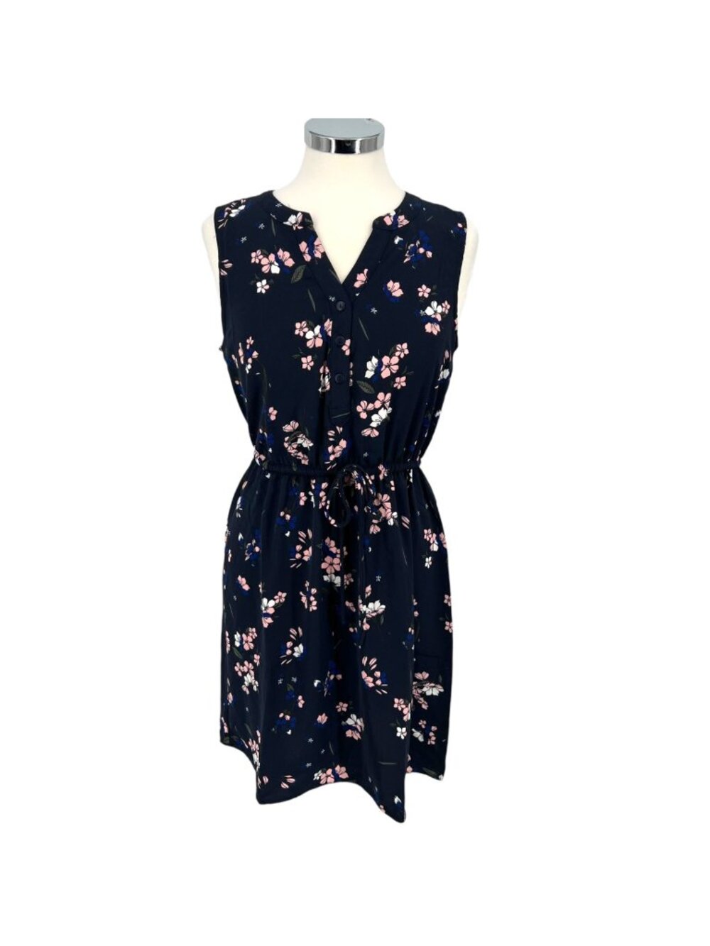 41 Hawthorn Floral Sleeveless A-Line Dress Large Blue NWT